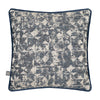 Luxurious dimensional cushion in blue and silver hues.