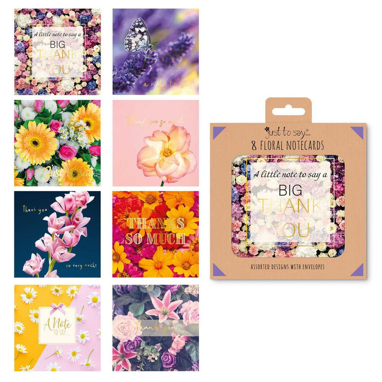 8 Floral Note Cards in Keepsake Box
