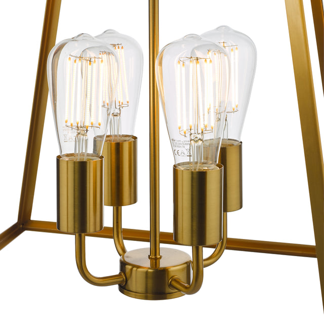 Academy 4 Light Lantern Pendant Natural Brass - Ceiling Pendant Lighting