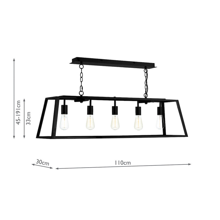Academy 5 Light Bar Pendant Matt Black - Home Decor Lighting