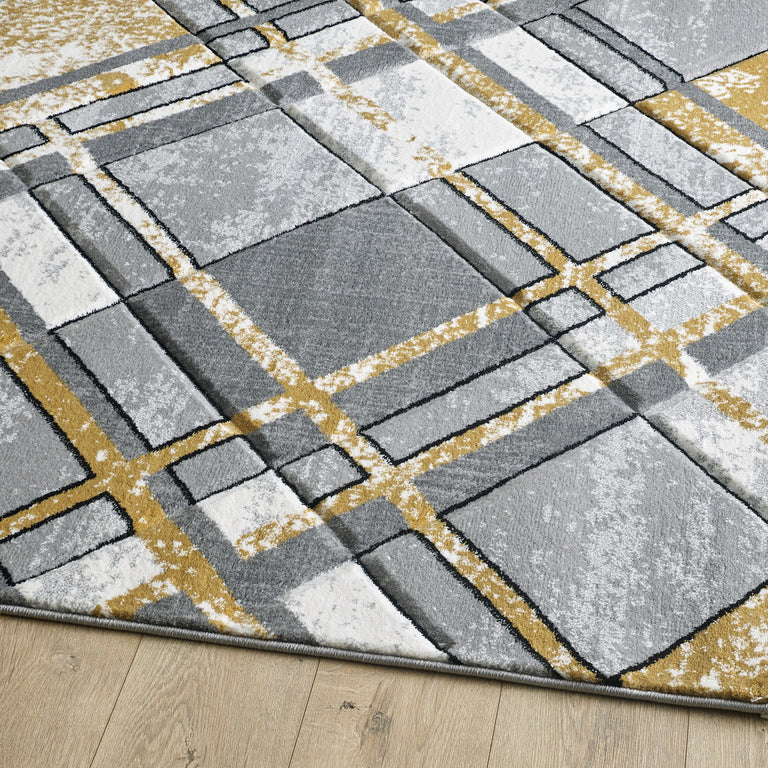 Accra Geometric Rug - Grey Gold