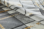 Accra Geometric Rug - Grey Gold with a cut pile