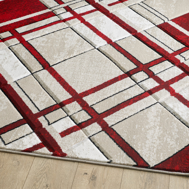Accra Geometric Rug - Cream Red