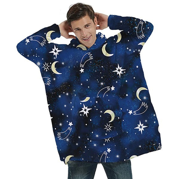 Elevate your comfort and style with the Adult Male Hoodzie featuring a Moon and Stars design. Add a touch of whimsy and coziness to your wardrobe with this charming and comfortable hooded sweatshirt.