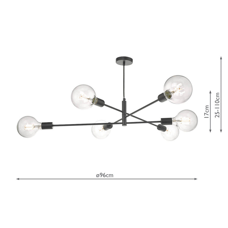Alana 6 Light Pendant Black - Modern Ceiling Lighting Collection