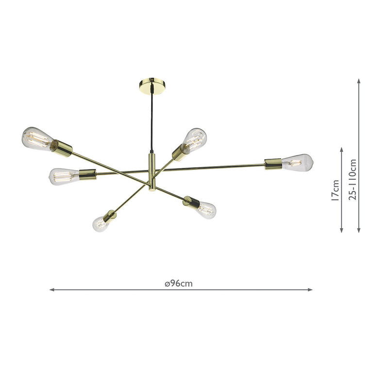 Alana 6 Light Pendant Polished Gold - Modern Ceiling Lighting