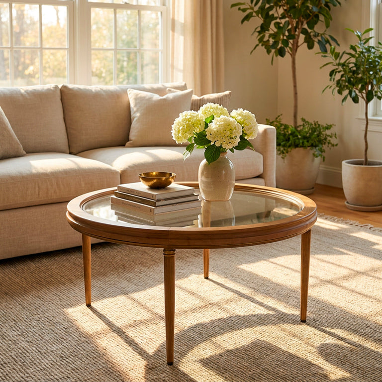 Alana Round Glass Top Coffee Table