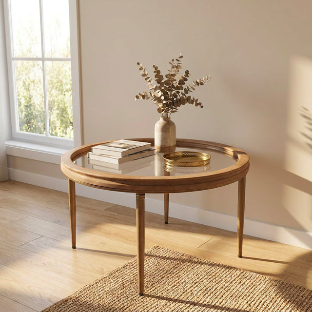 Alana Round Glass Top Coffee Table