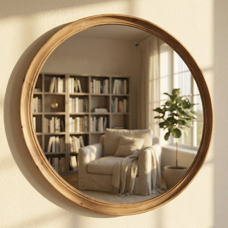 Alana Round Mirror Natural 90cm