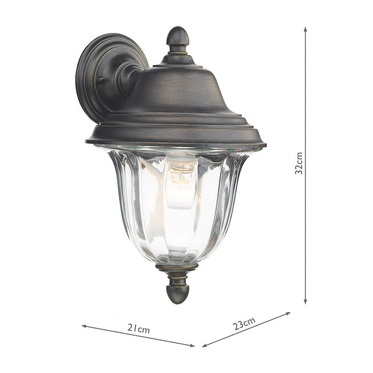 Aldgate Outdoor Wall Light Black/Gold Glass IP44 - Premium Wall Lamp