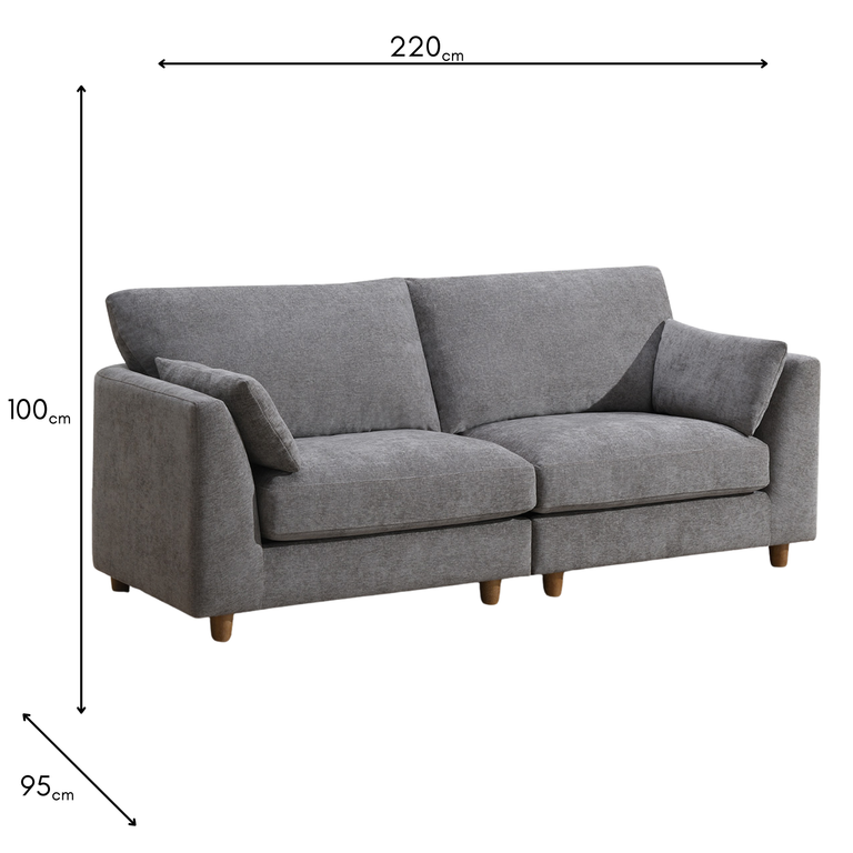 Alina Modular 2.5 Seater Sofa Liberty Stone - Modular Fabric Living Room Sofa