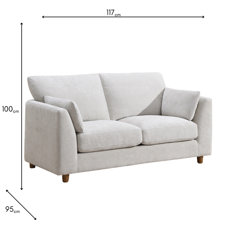 Alina 2 Seater Loveseat Sofa Liberty Pearl - Stylish Fabric Loveseat Couch