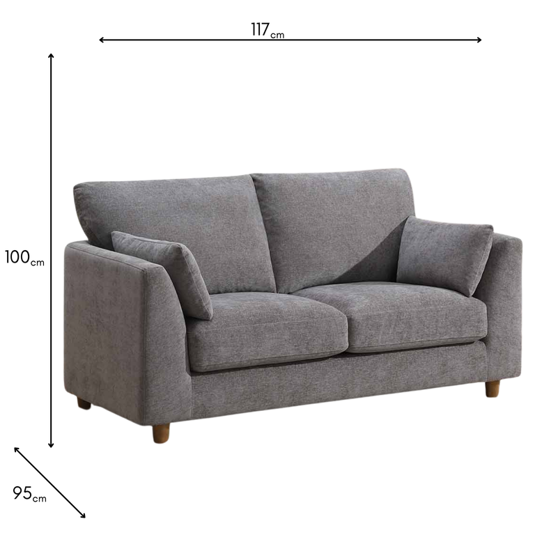 Alina 2 Seater Loveseat Sofa Liberty Stone - Modern Fabric Loveseat