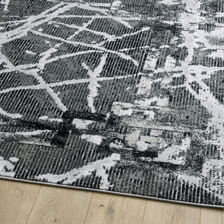 Alisa Abstract Rug Dark Grey & Black