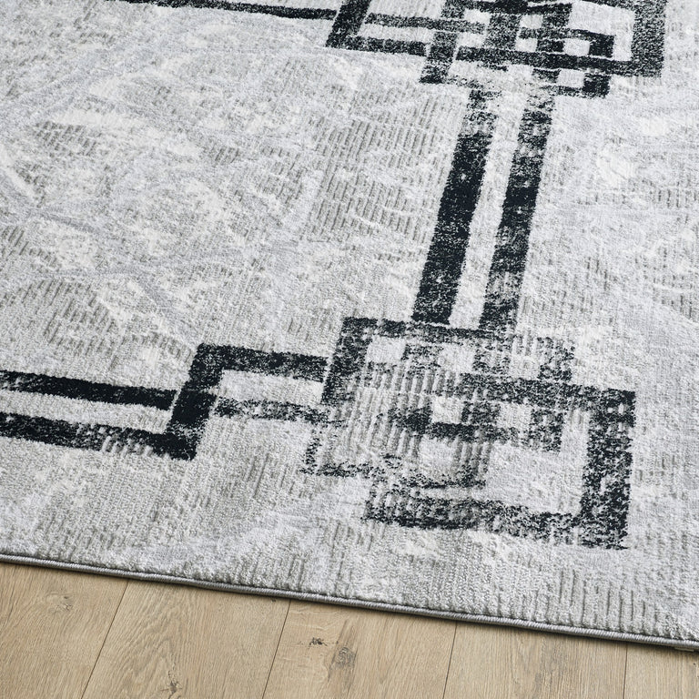 Alisa Geometric Rug Grey Black