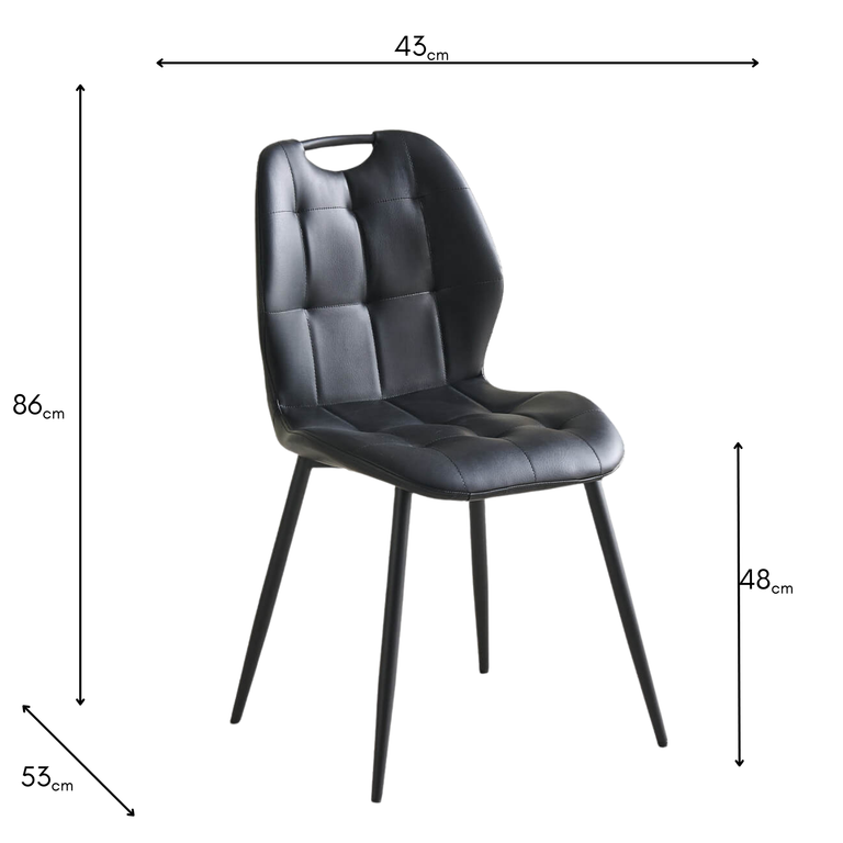 Alva Dining Chair Black PU - Upholstered Faux Leather Dining Chair
