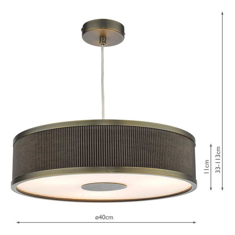 Alvaro 3 Light Pendant Antique Bronze/Brown Shade - Ceiling Hanging Light