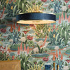 Alvaro 6 Light Pendant Brass/Blue Shade life style picture