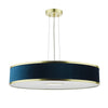 Alvaro 6 Light Pendant Brass/Blue Shade with adjustable height