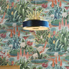 Alvaro 3 Light Pendant Brushed Brass/Blue Shade life style picture
