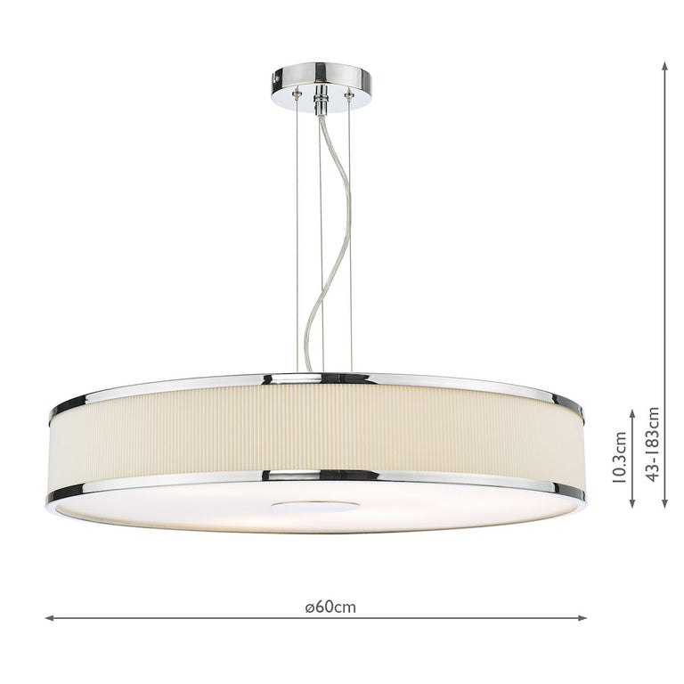 Alvaro 6 Light Pendant Chrome/Ivory Shade - Ceiling Pendant Lamp