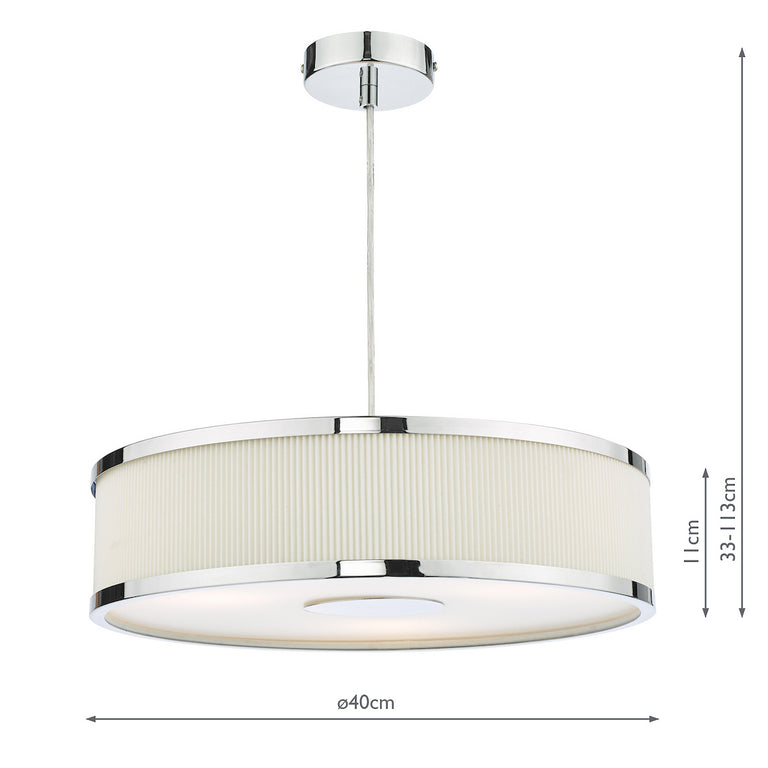 Alvaro 3 Light Pendant Polished Chrome/Ivory Shade - Lighting Collection