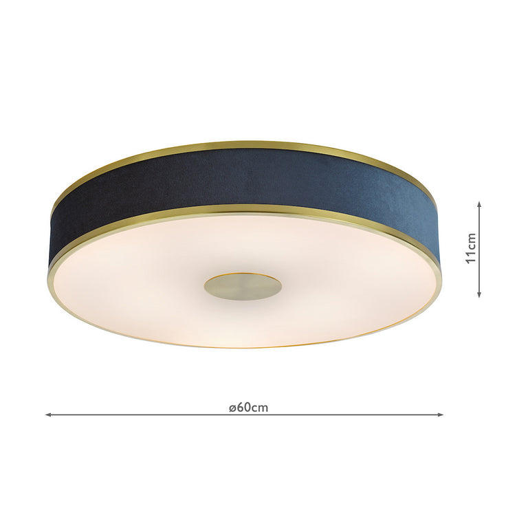 Alvaro 6 Light Flush Brass/Blue Shade - Modern Lighting Collection
