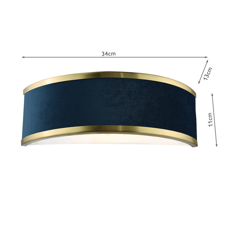 Alvaro Wall Light Brushed Brass With Blue Shade - Wall Lighting Collection