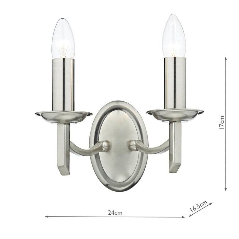 Ambassador 2 Light Wall Light Satin Chrome - Chrome Lighting Collection