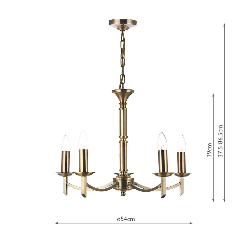 Ambassador 5 Light Armed Pendant Antique Brass - Home Lighting
