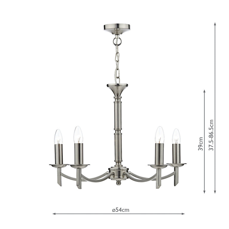 Ambassador 5 Light Armed Pendant Satin Chrome - Home Decor Lighting