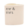 Amore Heart Candle - Mr & Mrs container with R & MRS signs on it