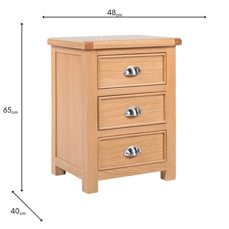 Andora 3 Drawer Locker - Light Oak Bedroom Furniture