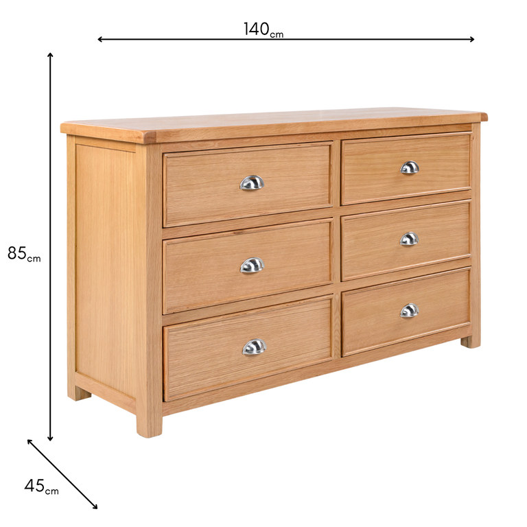 Andora Chest of 6 Drawers - Wide 6 Drawer Dresser