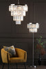 Angel 6 Light Floor Lamp Crystal and Polished Chrome life style picture with chandelier