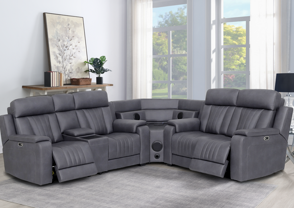 Angelo Sectional Corner Sofa Recliner Slate life style picture