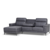 Anthony Corner Sofa Graphite LHF close view photo with drop down tray on the white backing