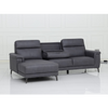Anthony Corner Sofa Graphite LHF life style close front view photo with drop down tray on the white backing