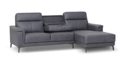 Anthony Corner Sofa Graphite RHF close view photo whit drop down tray on the white backing