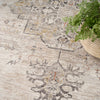 Nourison Antique Fusion Rug ANF01 Ivory Charcoal damask-style rug with a distressed design