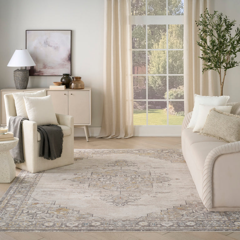 Nourison Antique Fusion Rug ANF01 Ivory Charcoal