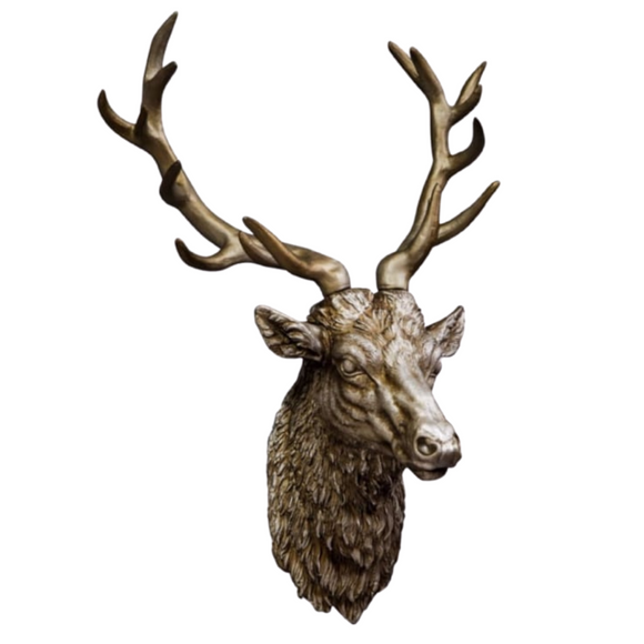 Antique silver stag wall head for wall decoration.