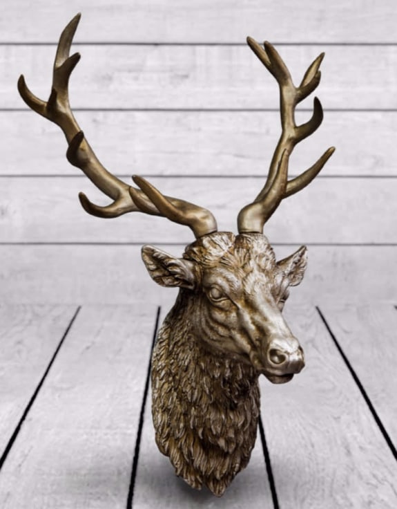 Antique Silver Stag Wall Head