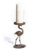 Antiqued Flamingo Candle Holder with Glass Cover