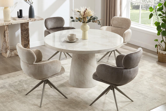 Apollo 130cm Taupe Round Dining Table – Dining Room Furniture