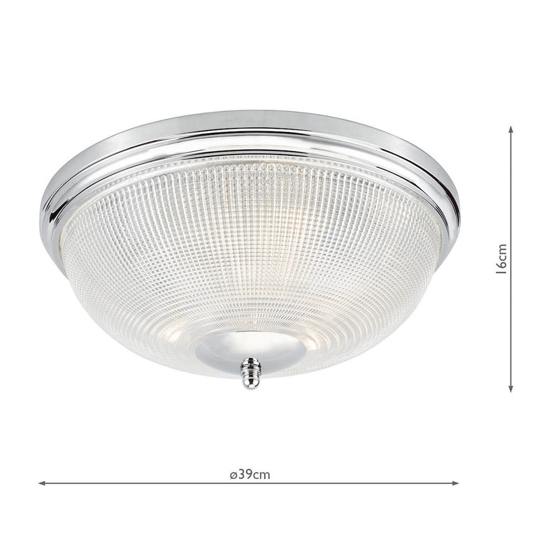 Arbor Bathroom 3 Light Flush Polished Chrome IP44 - Ceiling Flush Fitting