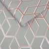 Elegant geometric wallpaper with a modern grey and rose gold aesthetic.
