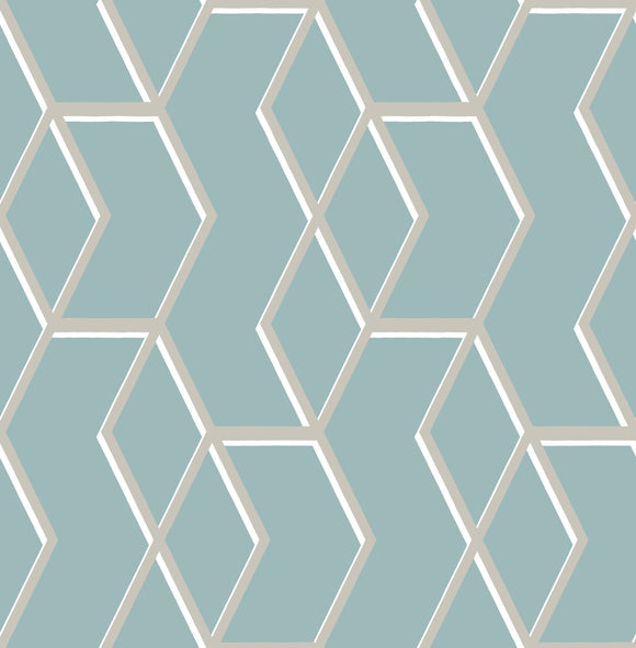 Geometric wallpaper art featuring Graham & Brown wallcovering.

