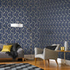 Stunning wallpaper for walls featuring navy and gold hues.