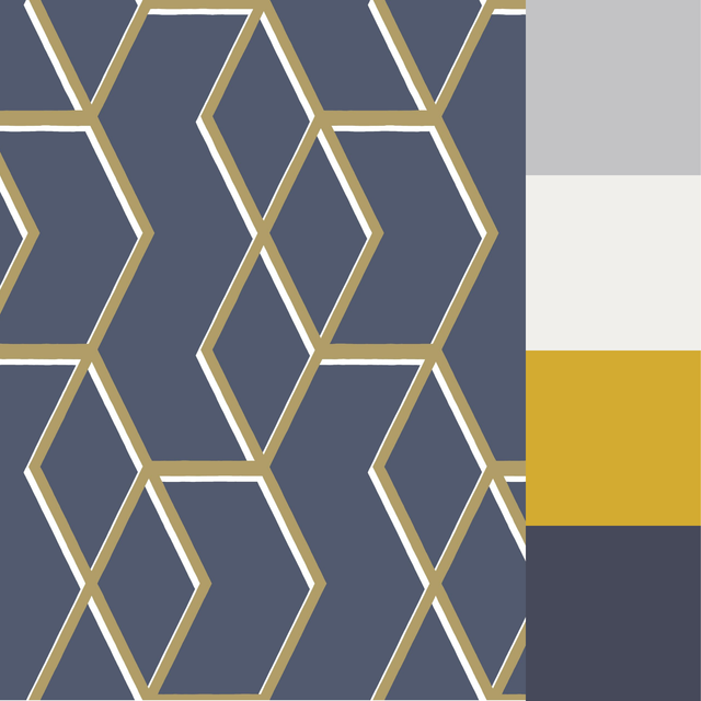 Graham & Brown Archetype Navy & Gold Wallpaper